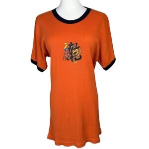 Vintage Arizona Jean Co Women Y2K Ribbed Ringer Dragon Graphic Dress Size L RARE